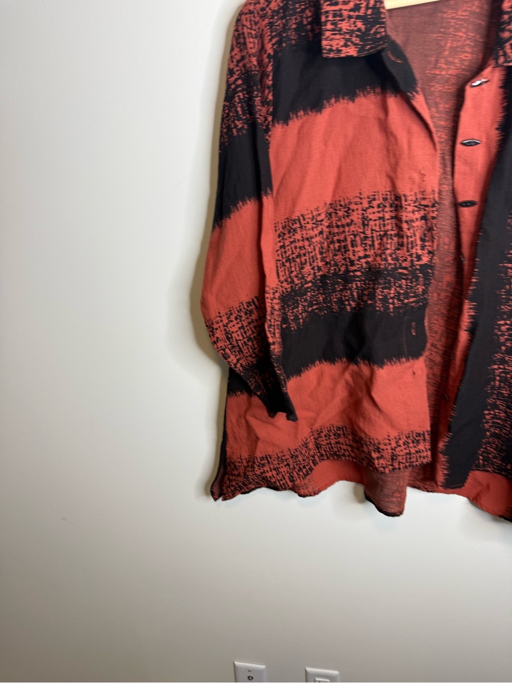 Habitat Button Down Shirt black red orange size large top - Picture 2 of 7